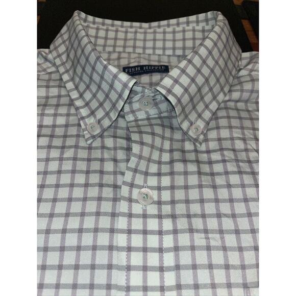 Fish Hippie‎ Short Sleeve Button Up Blue Gray Shirt Men's M - Picture 2 of 4